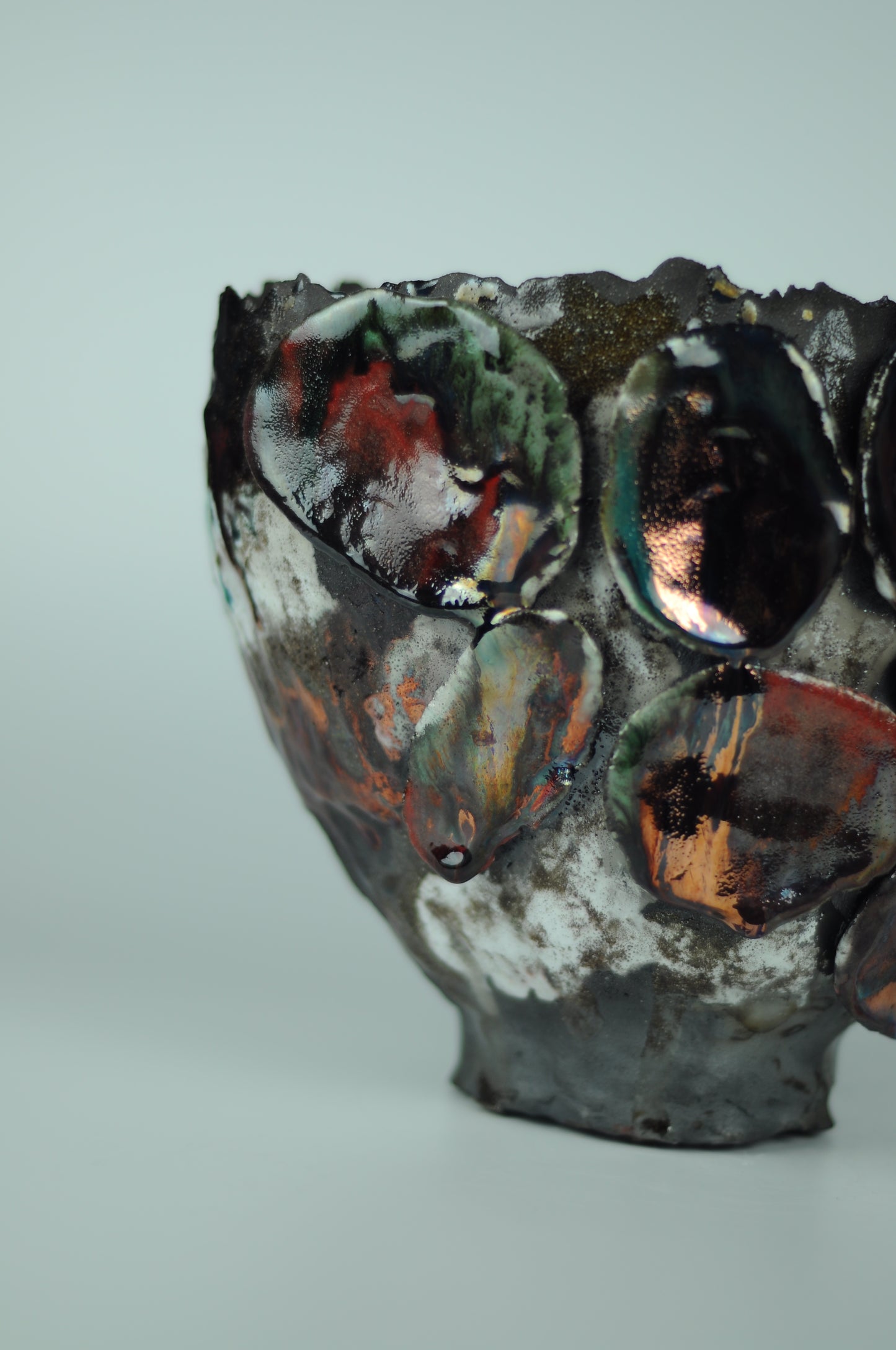 Ceramic art object. Raku firing