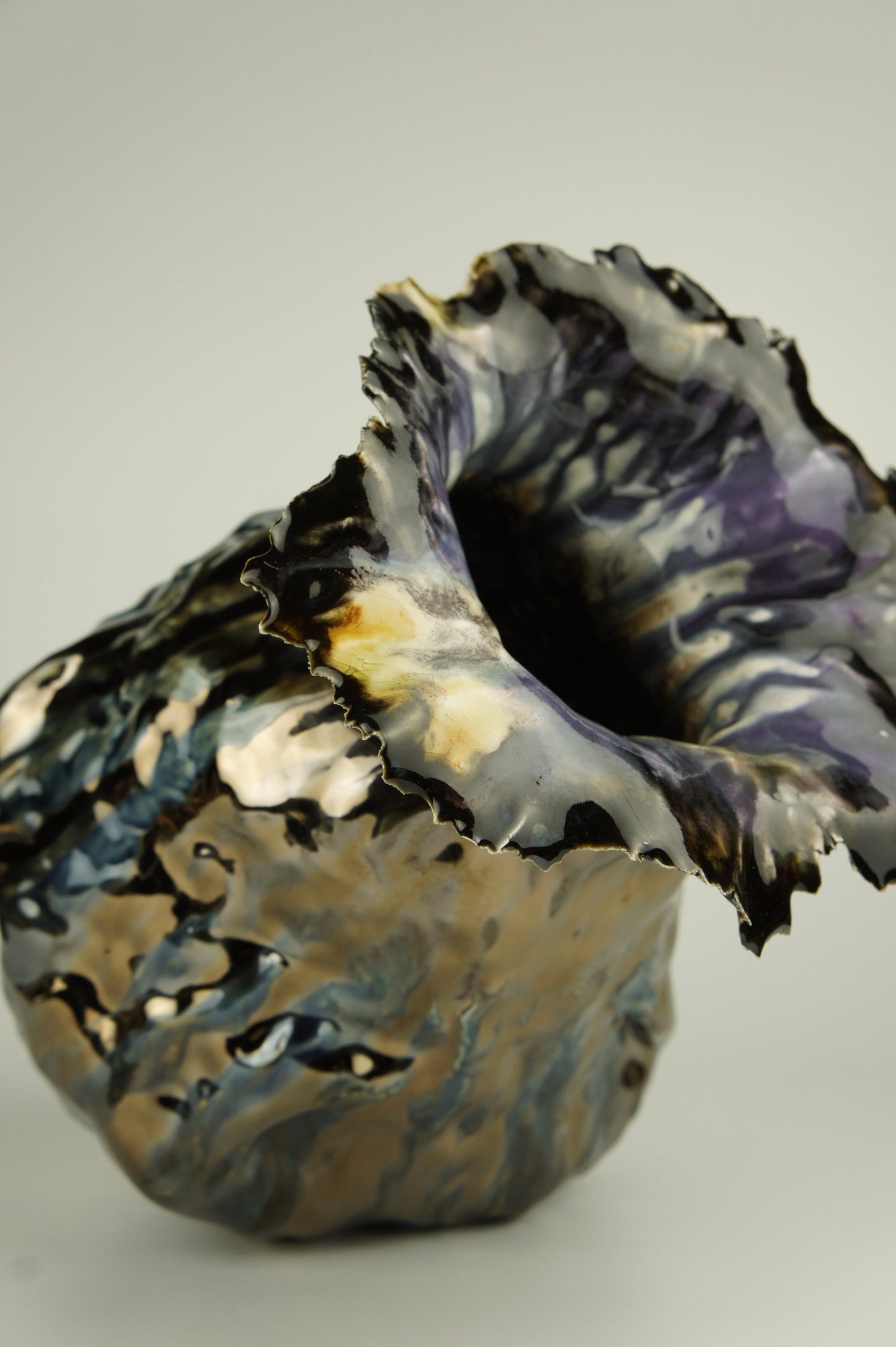 Golden and blue art vase