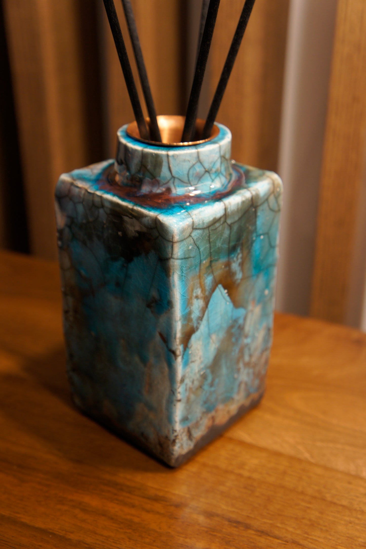 Ceramic diffuser for home fragrances. Raku firing