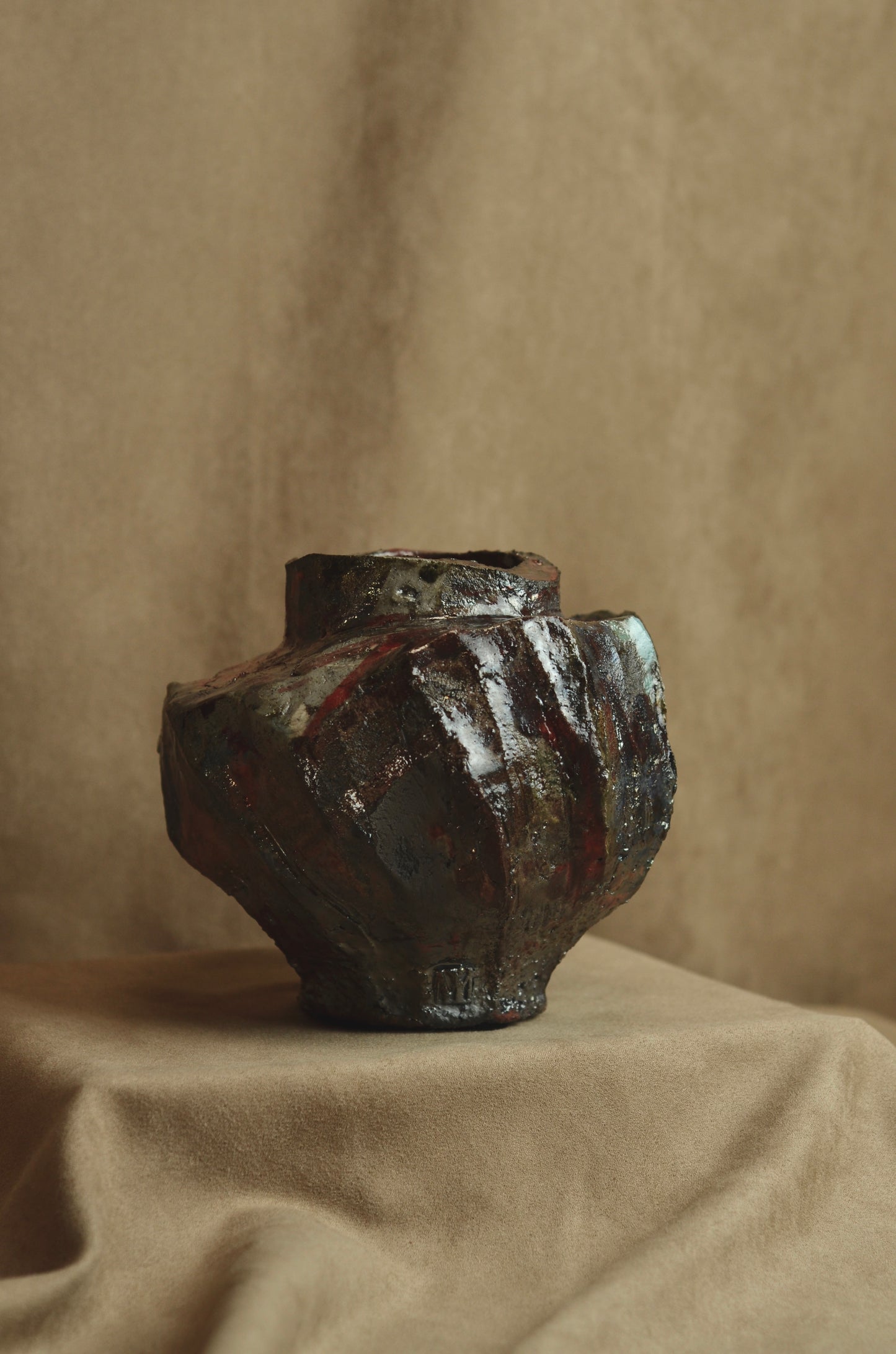 Handmade ceramic vase VM 024 raku