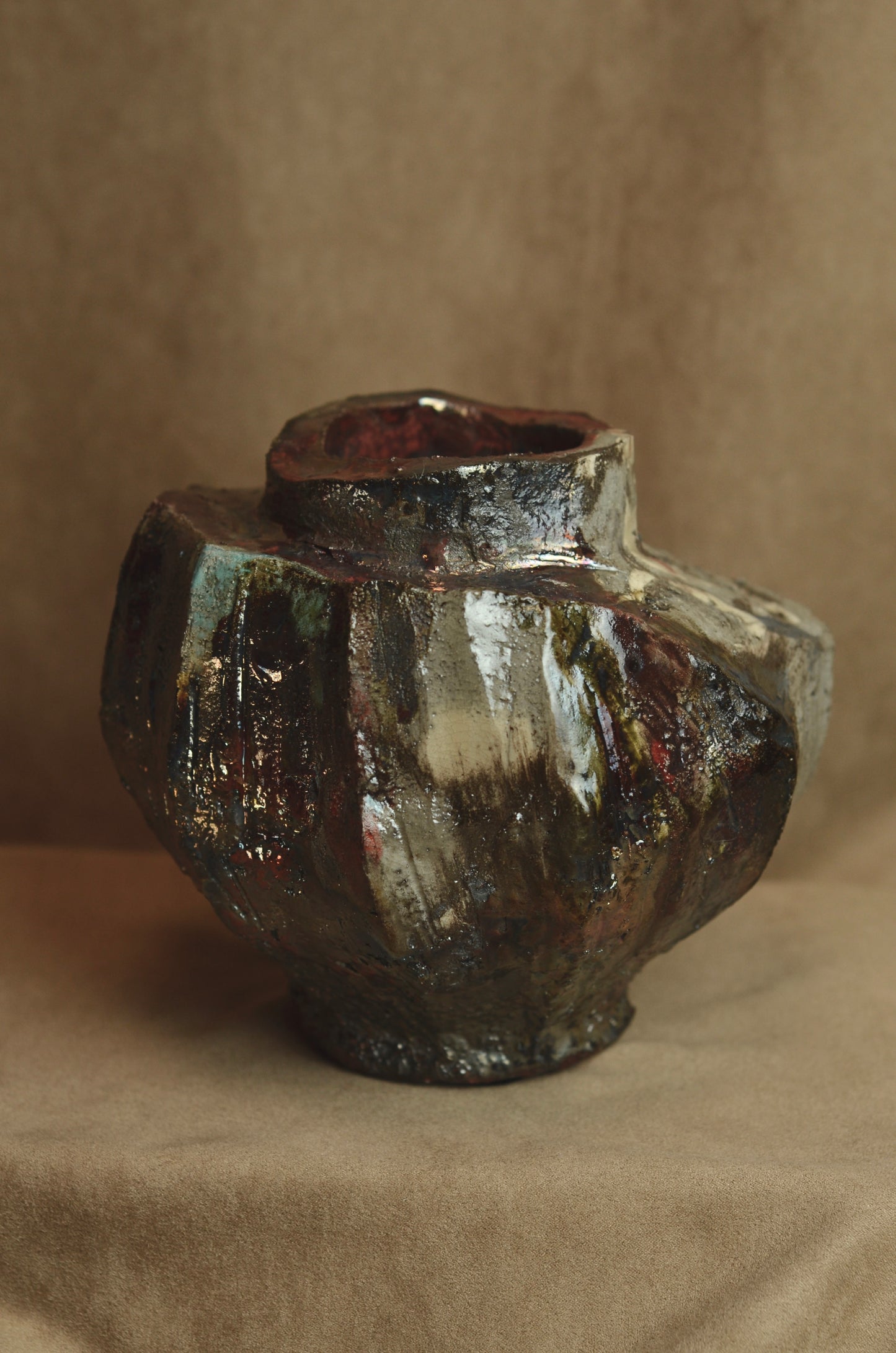 Handmade ceramic vase VM 024 raku