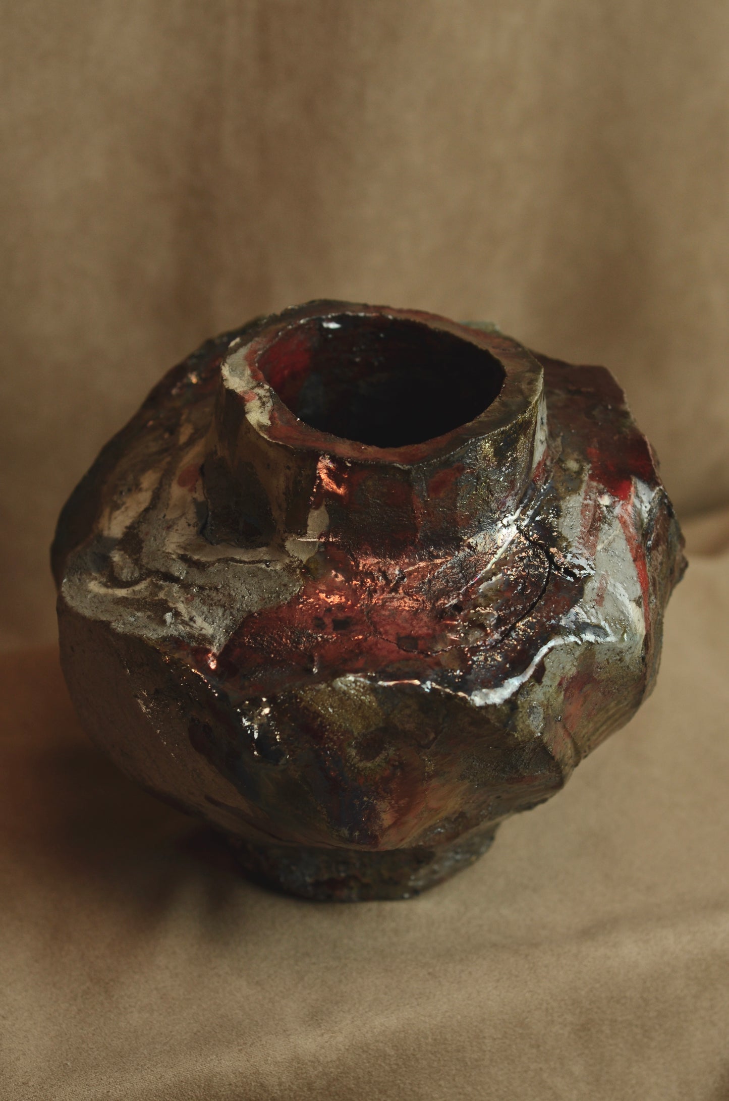 Handmade ceramic vase VM 024 raku