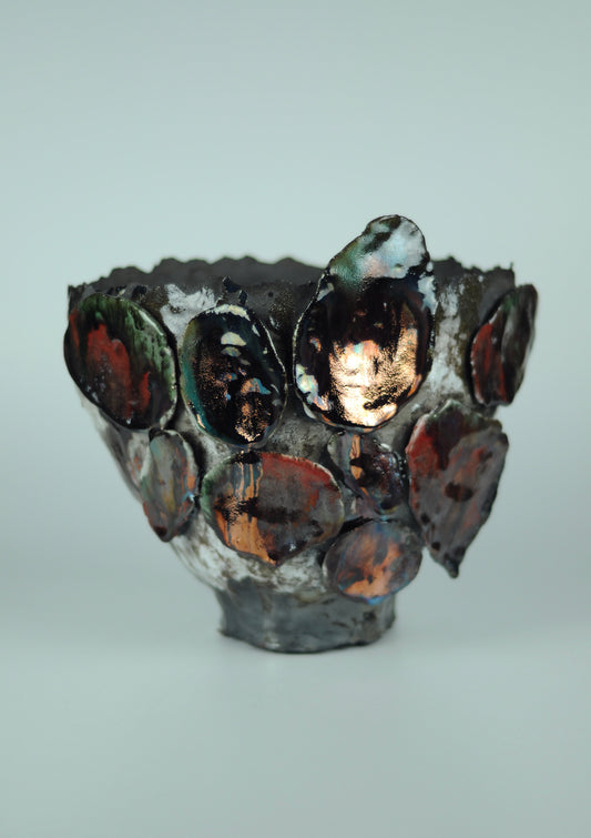 Ceramic art object. Raku firing