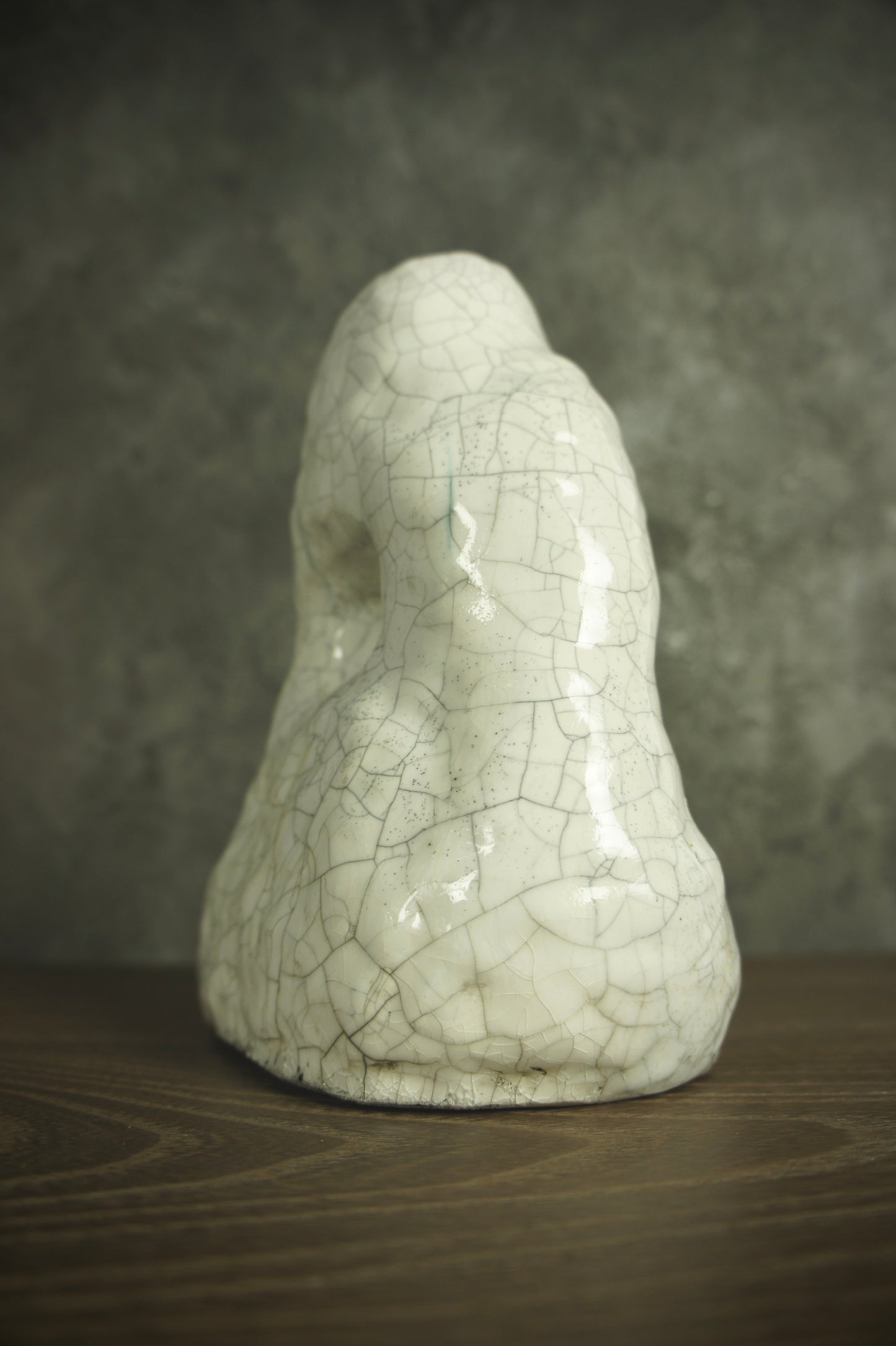 White color ceramic object with craquelure