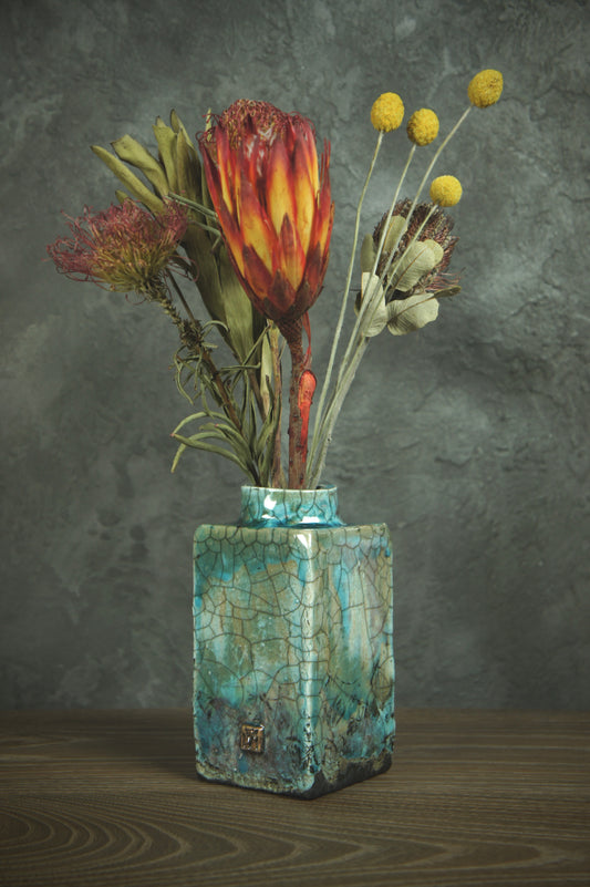 Handmade ceramic vase - Raku firing