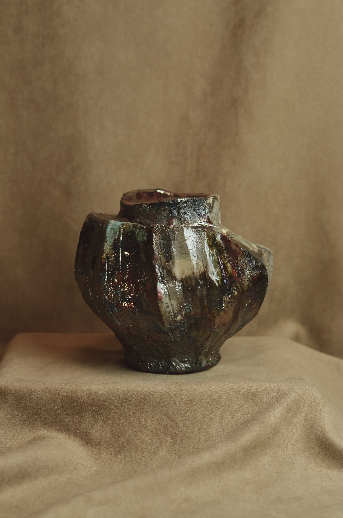 Handmade ceramic vase VM 024 raku