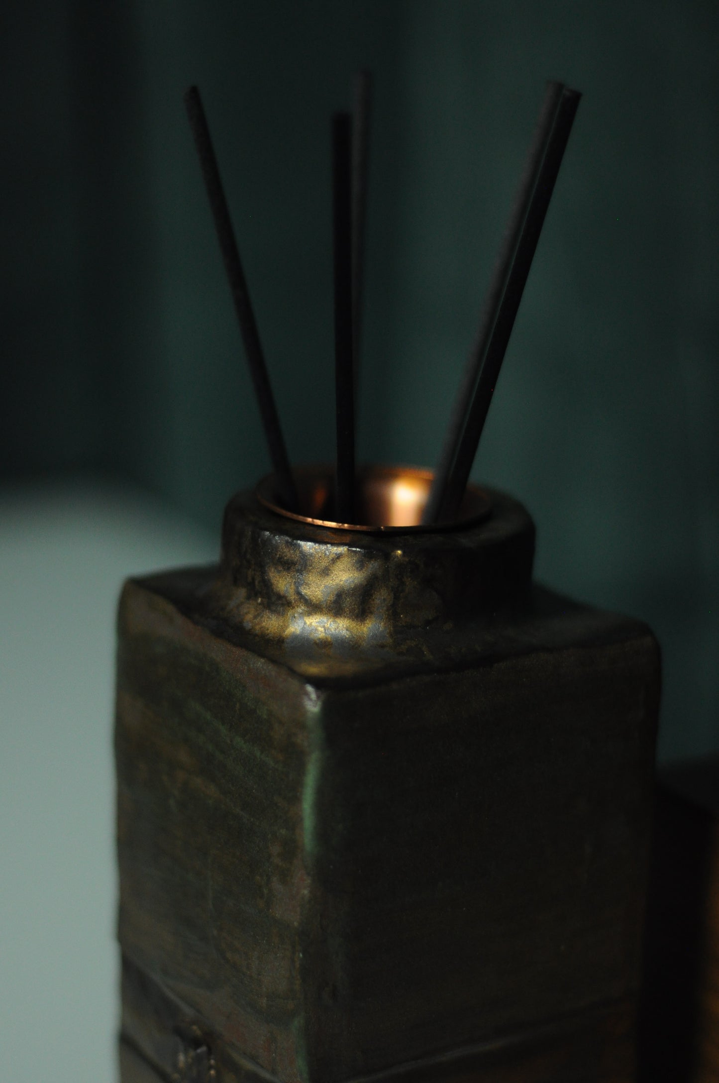 Golden matt colour Ceramic diffuser for home fragrances. Wabi-sabi collection