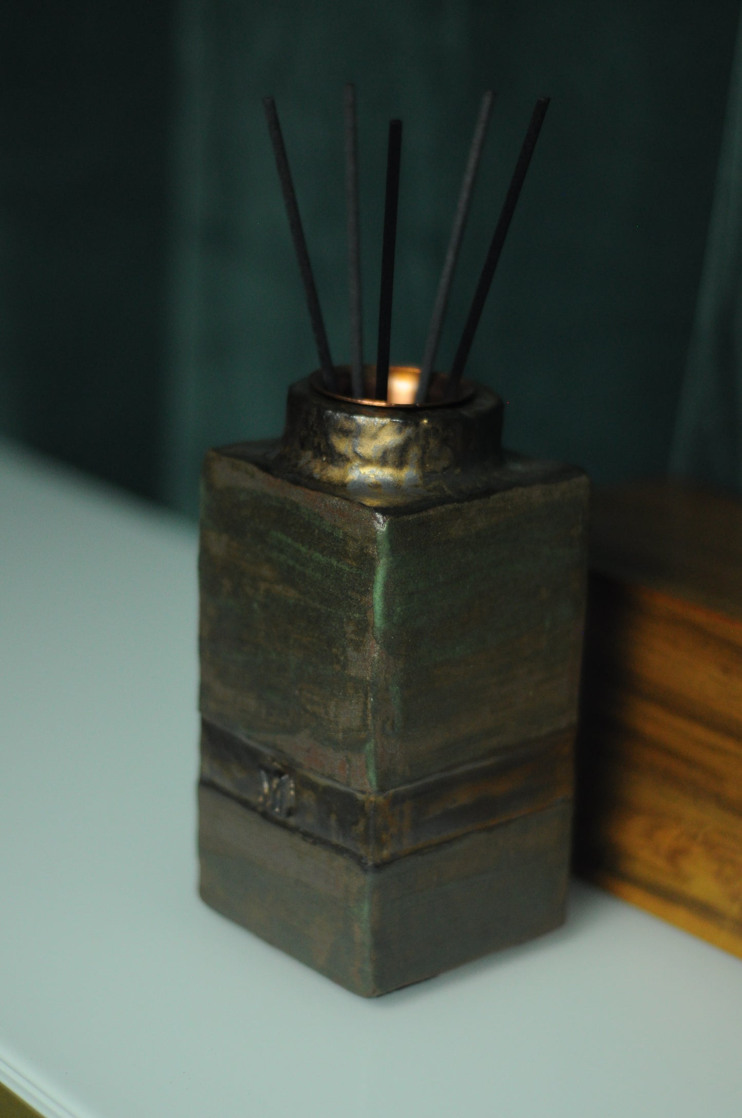 Golden matt colour Ceramic diffuser for home fragrances. Wabi-sabi collection